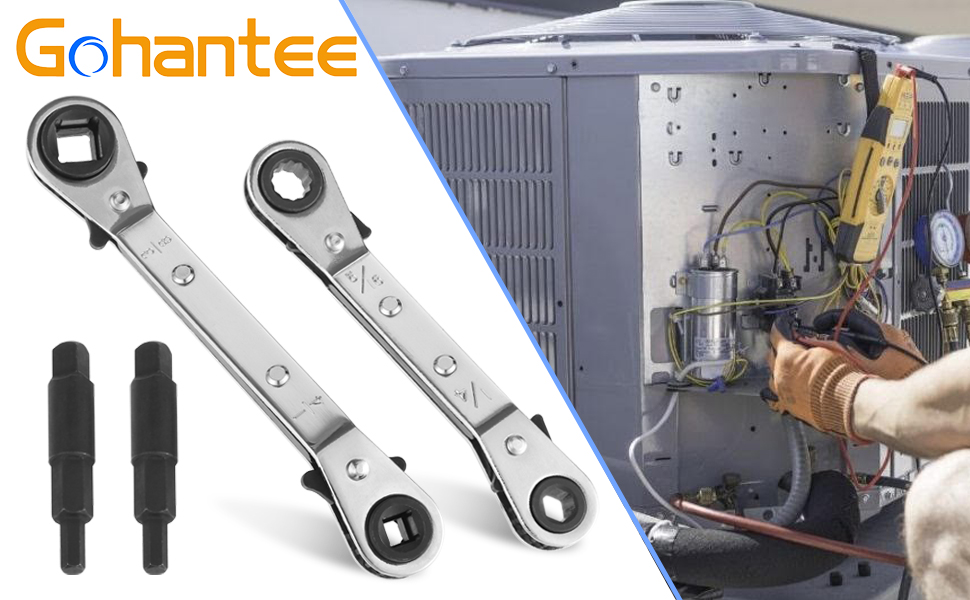 gohantee Hvac Service Wrench Tools Air Conditioner Valve Ratchet Wrench