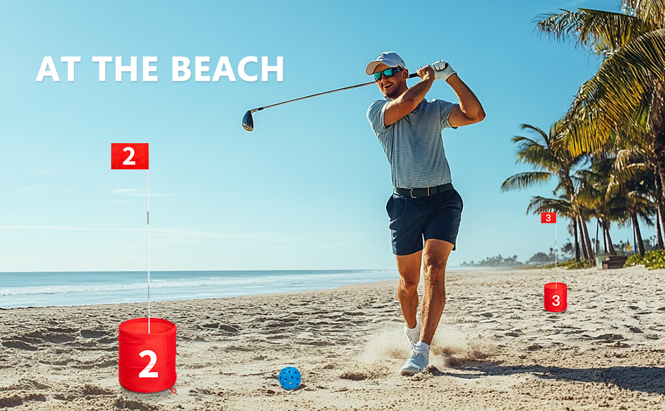 SJEhome 6 Hole Backyard Bucket Game Golf Yard Practice, Outdoor Indoor Backyard Golf Game Gifts