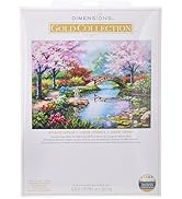 Dimensions Gold Collection Counted Cross Stitch Kit, Japanese Flower Garden, 16 Count Light Blue ...