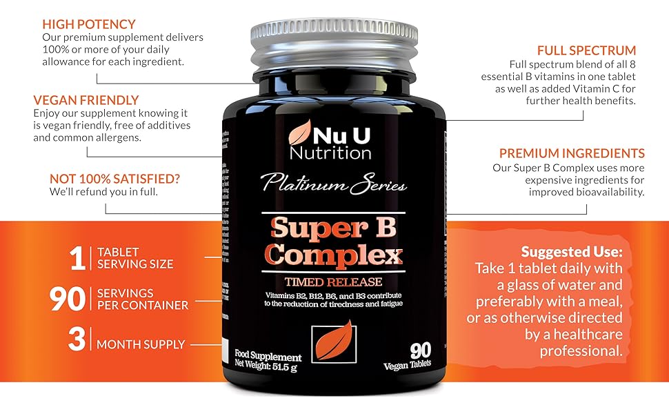 Vitamin B Complex 8 High Strength B Vitamins & Vitamin C Vitamins