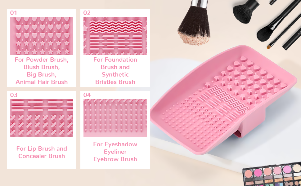 START MAKERS 2 Pack Makeup Brush Cleaner Mat Silicone