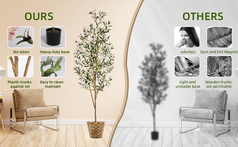 TDIAOL Artificial Olive Tree 6FT（72in） Tall Faux Olive