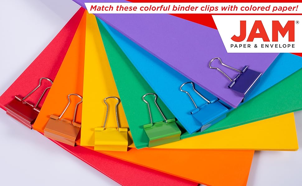 JAM PAPER Colorful Binder Clips Medium 1 1/4 Inch (32