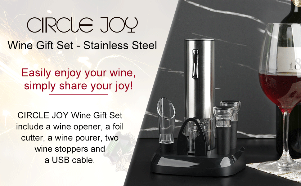 CIRCLE JOY Electric Wine Bottle Opener, Rechargeable Corkscrew Gift Set