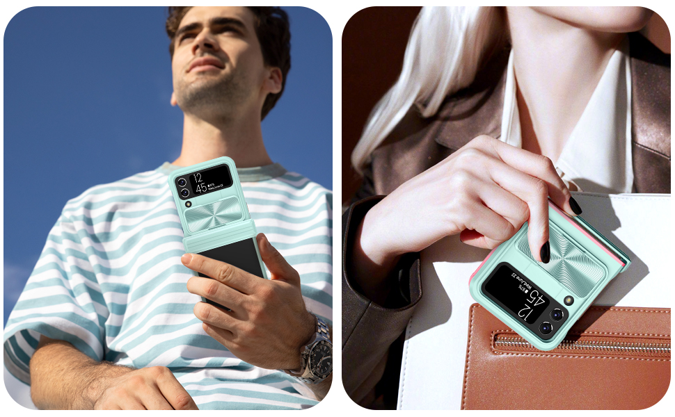 HWeggo für Samsung Galaxy Z Flip 4 Hülle,für Galaxy Z Flip 4 Handyhülle mit SchiebeKamera