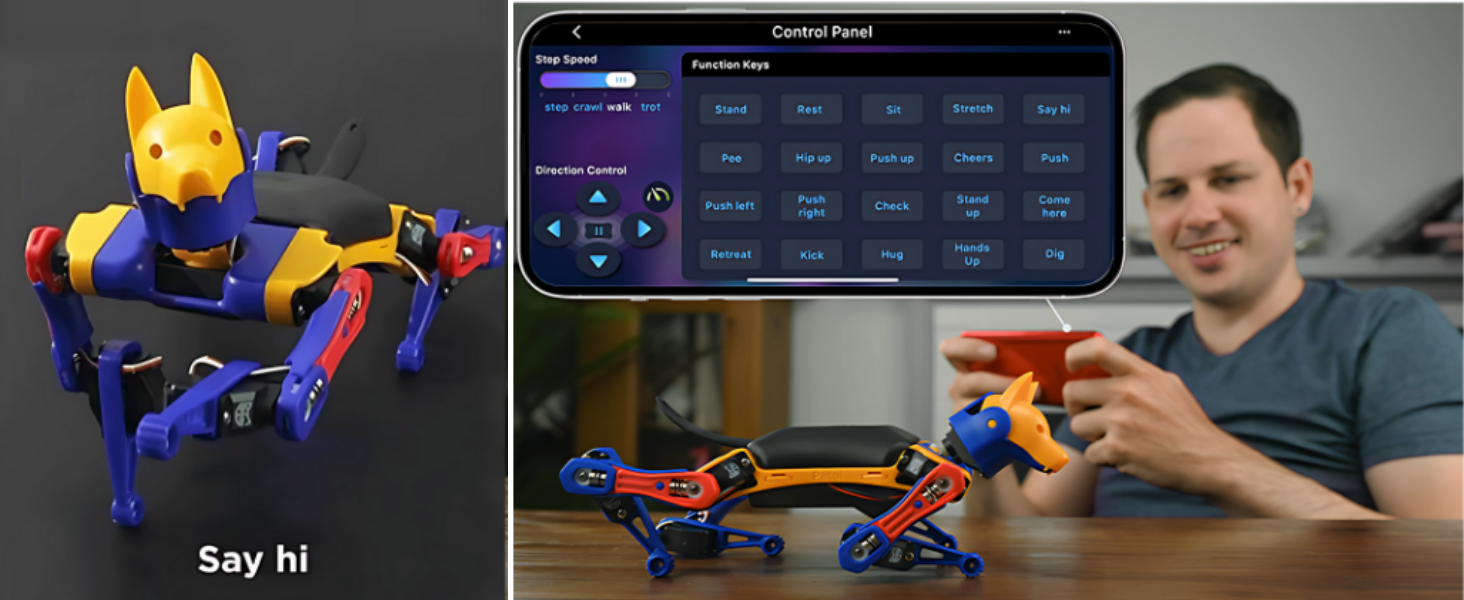 engineer mobile app remote control quadruped Bittle coding robot dog