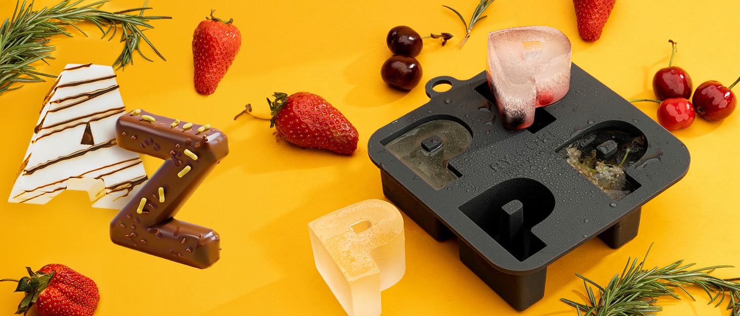 2 Pack Large Square Ice Cube Mold 12 Cubes, Black Silicone Ice Trays for Giant