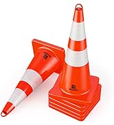 RoadHero 6 Pack Traffic Cones 28 Inch Safety Cones with Reflective Collar Orange Cones with Handl...