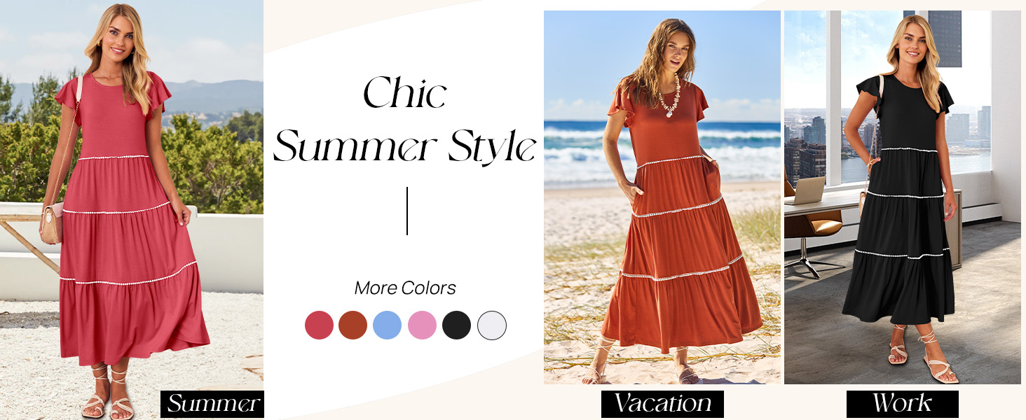 Casual Swing A-Line Midi Dress for Women