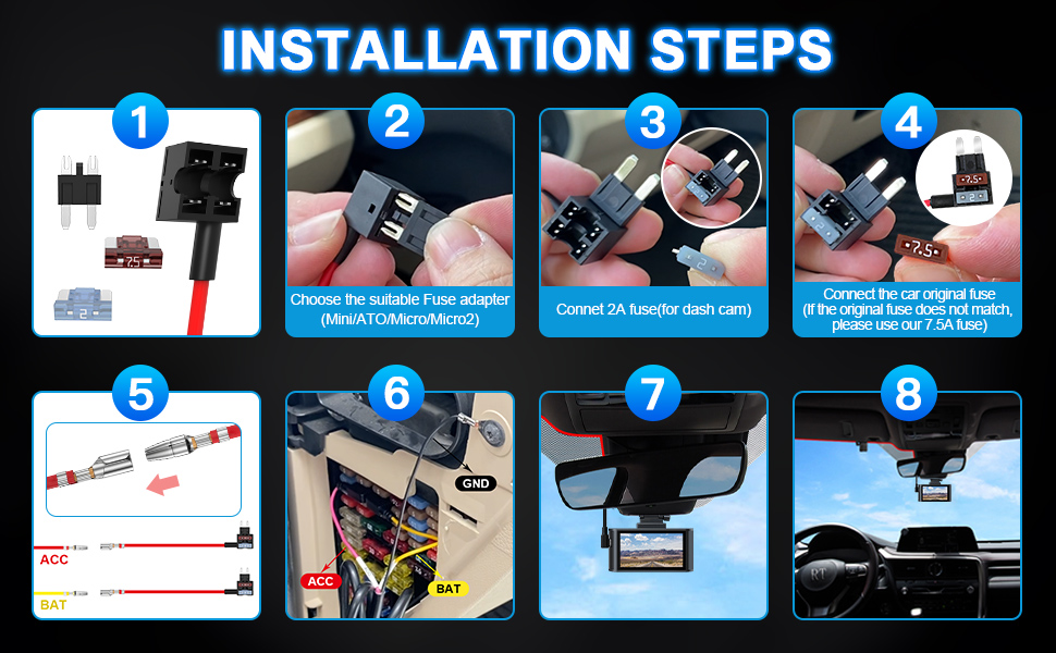 Range Tour Dash Cam Hardwire Kit USBC,12V24V to 5V 2.5A Car Dash