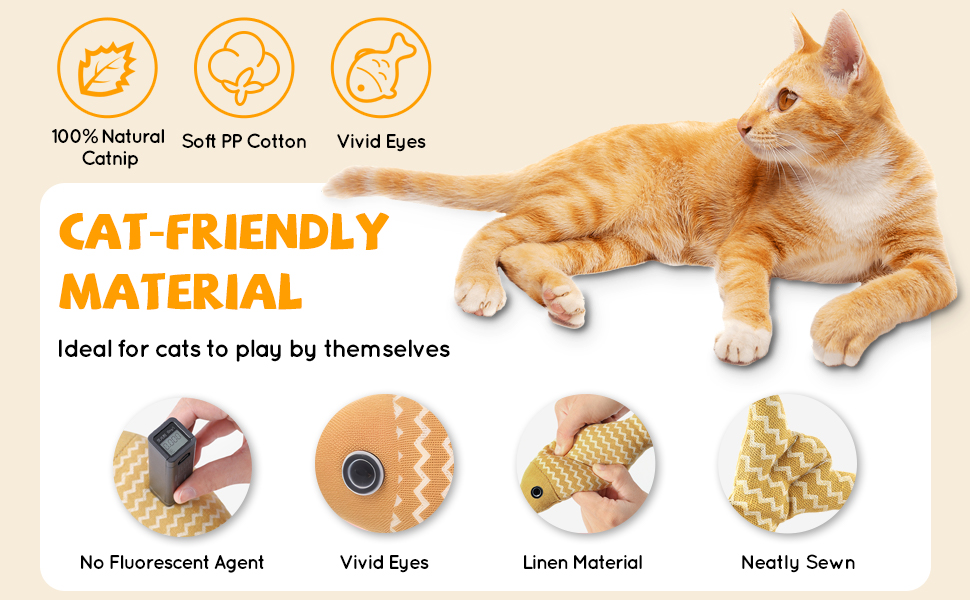 Kemowi 3pcs Catnip Toy, Fish Cat Toys For Indoor Cats Adult, Soft Linen Chew Toy, Kitten Teething Catnips Toy, 3 Color Fish Shaped Cat Interactive Toy, Red Navy Yellow 13 Cat Friendly Material