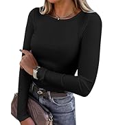 ANRABESS Women Long Sleeve Shirts Rib Knit Slim Fit Tops Basic Tee 2025 Fall Outfits Casual T-Shi...