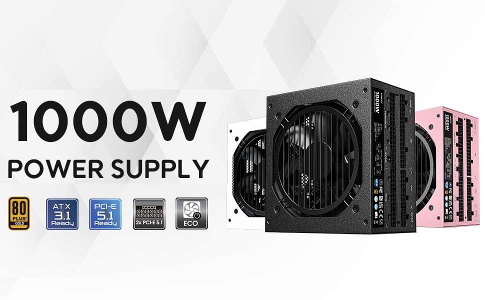 VETROO 1000W ATX3.0 電源ユニット Amazon | Vetroo 1000W電源ATX 3.0 ReadyダブルPCIe 5.0, 80
