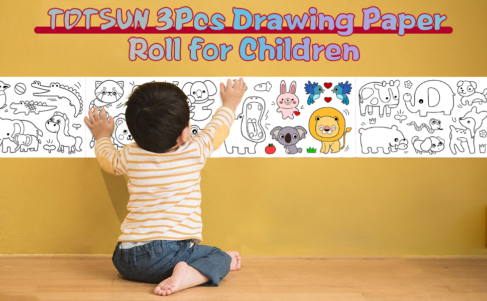 TOTSUN 3Pcs Drawing Paper Roll for Children, 30cmx3m Paper for Painting