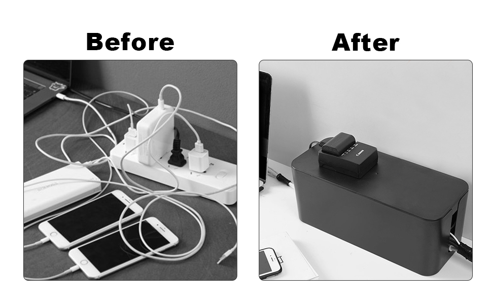 Cable Management Box Set 3 Size Cable Organizer Box to Hide