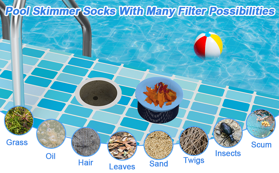 FULOWAY 50 Pack Pool Skimmer Socks, Swimming Pool Filter