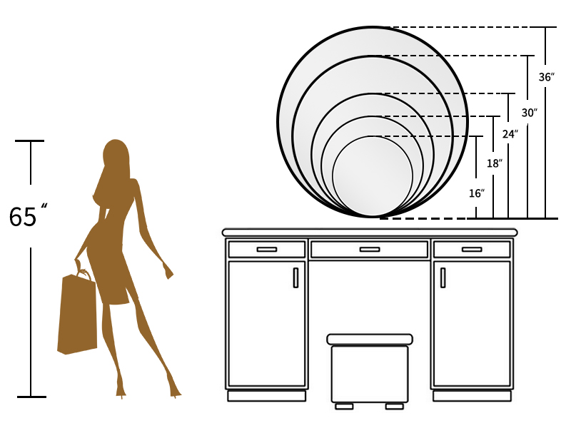 BEAUTYPEAK 24 Inch Round Mirror, Black Metal Frame Circle