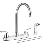 Cinwiny Kitchen Faucet 8 Inch Centerset 2 Handle High-Arc 360 Degree Swivel Spout with Supply Lin...