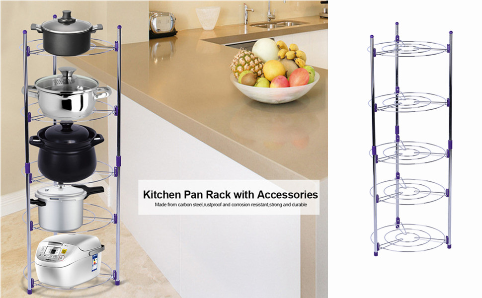 5 Tier Saucepan Rack Free Standing Saucepan Stand Saucepan Rack Metal