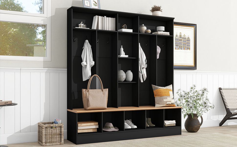 entryway bench with coat rack