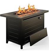 Ciays 42 Inch Gas Fire Pit Table, 60,000 BTU Propane Fire Pits for Outside with Steel Lid and Lav...