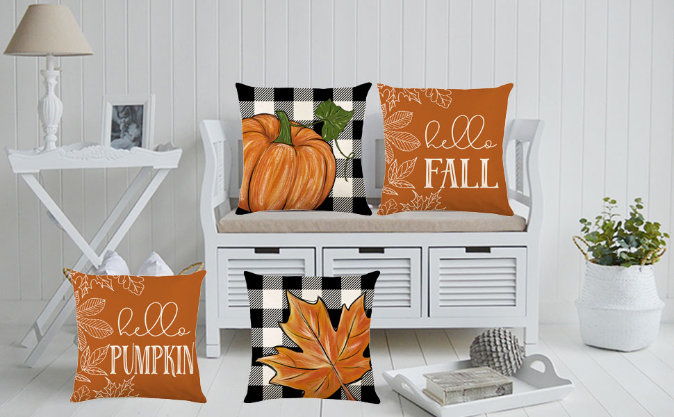 GAONINI Fall Pillow Covers 18x18 Set of 4, Buffalo Plaid