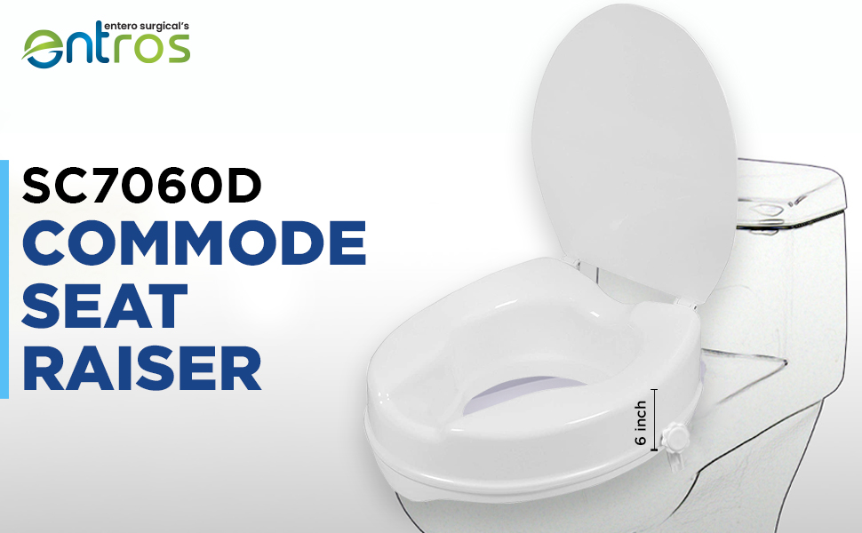 entros 6Inches With Lid Toilet Commode Seat Raiser Elevator Extension