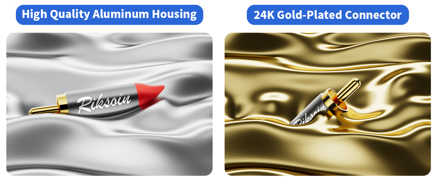 2RCA Male to 2RCA Male Stereo Audio Cable with Magnetic Ring Supports