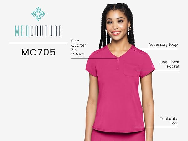 Amazon.com: Med Couture Scrubs top for Women Medical Quarter