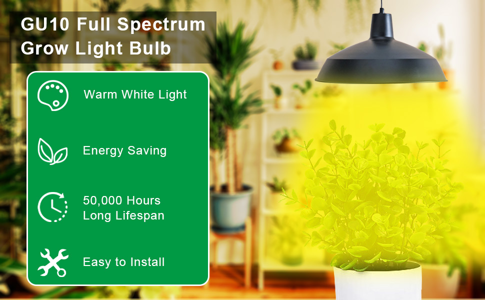 DOMMIA Grow Light Bulbs,Full Spectrum Plant Light for
