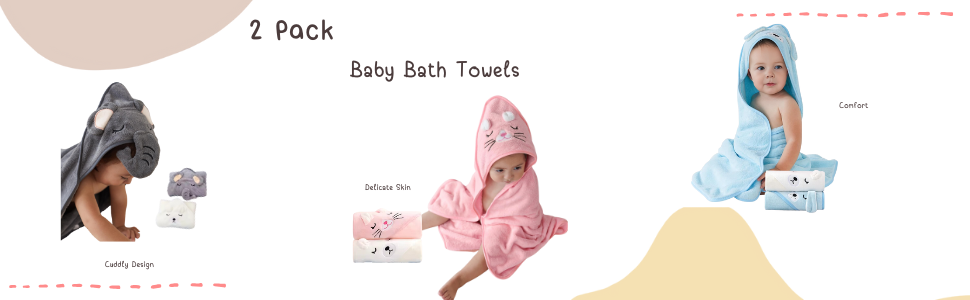 2 Pack Baby Bath Towels 2 Baby Towels with Hood toddler bath towel kids  newborn towelsbath towels 
