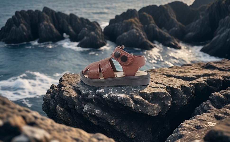 boys leather sandals kids non-slip beach shoes genuine leather comfortable soft sole outdoor toddler