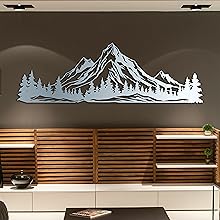 silver metal mountain and forest wall art