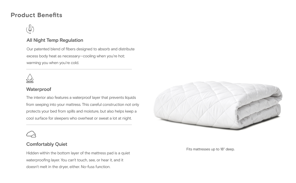 SIJO Temperature Regulating Mattress Pad, Best Cooling