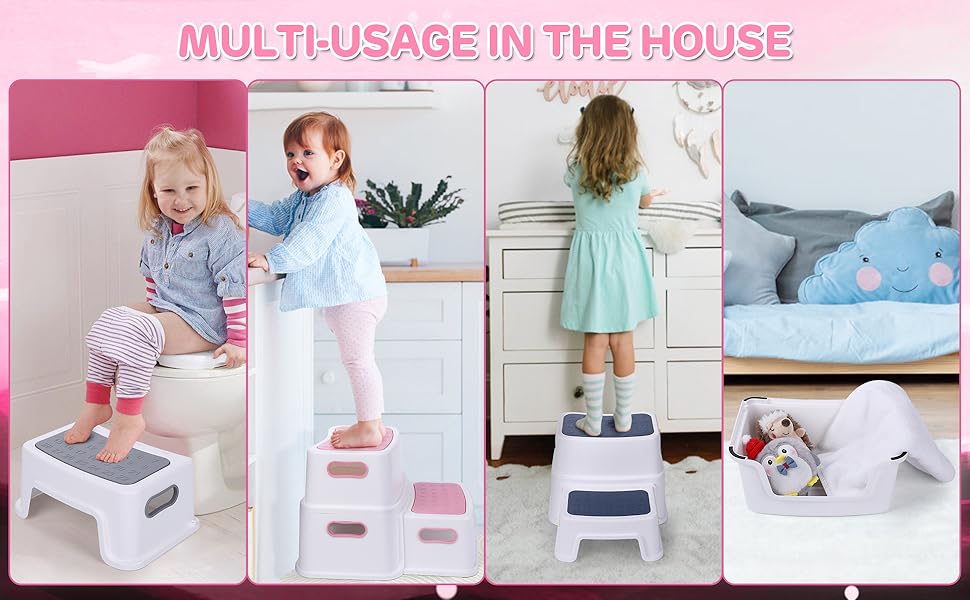 2 Step Stools for Kids, Babevy Toddler Step Stool for Potty Training, Potty Stools