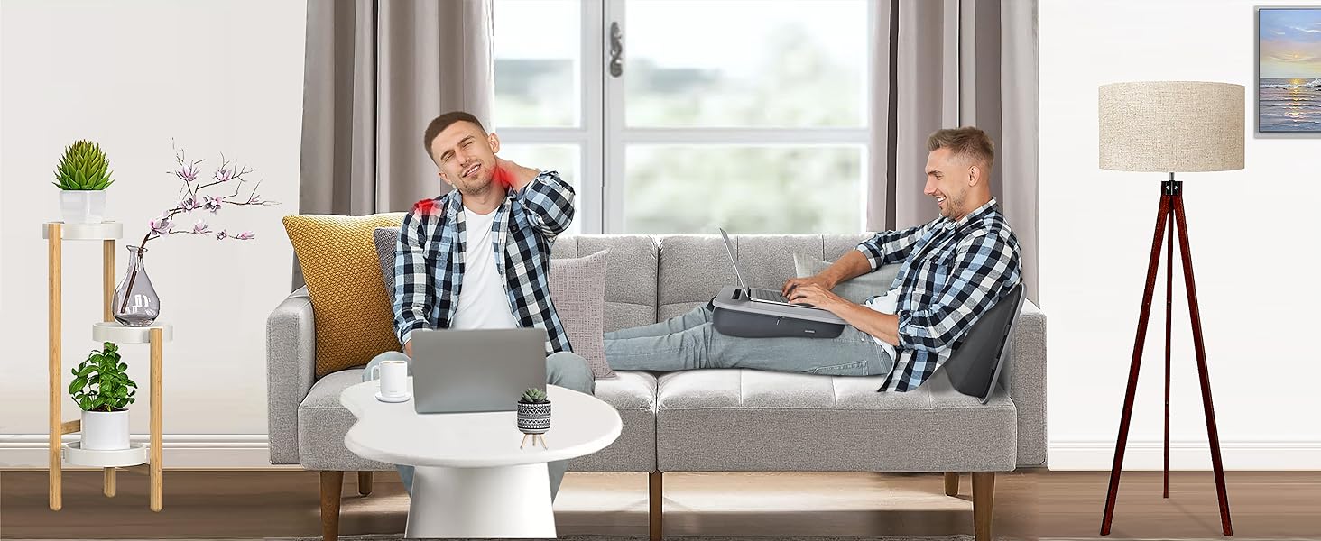 Portable Laptop Lap Desk with Pillow Cushion, Fits up to 17