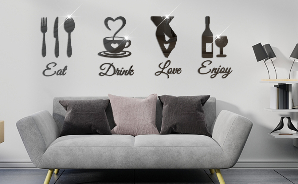 Kitchen Logo Mirror Wall Stickers Acrylic Mirror Wall