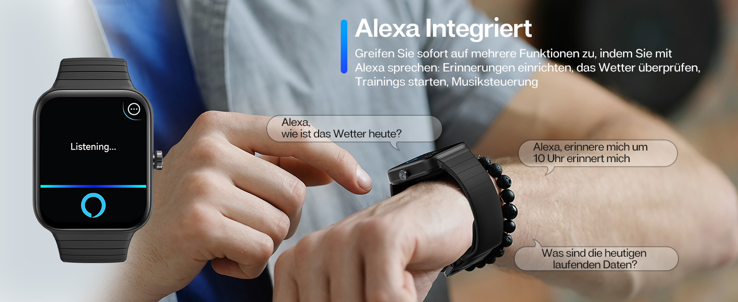 Smartwatch Herren mit Telefonfunktion,1.8" Fitnessuhr Herren Alexa