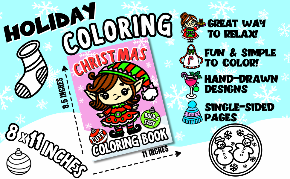 Cute Christmas Coloring Book Bold and Easy Designs For