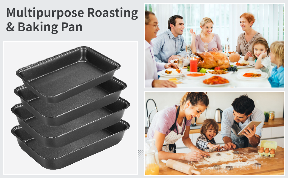 4 PCS NonStick Oven Tray Set Carbon Steel Baking Trays for Oven