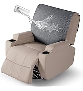 VANSOFY Recliner Chair Covers 100% Waterproof Backrest Cover Reclining Cover Non-Slip Dog Chair C...