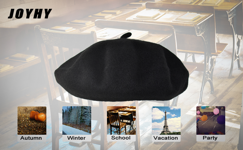 Kids Girls Boys Black Solid Color Classic Artist French Style Beret Beanie Hat Caps