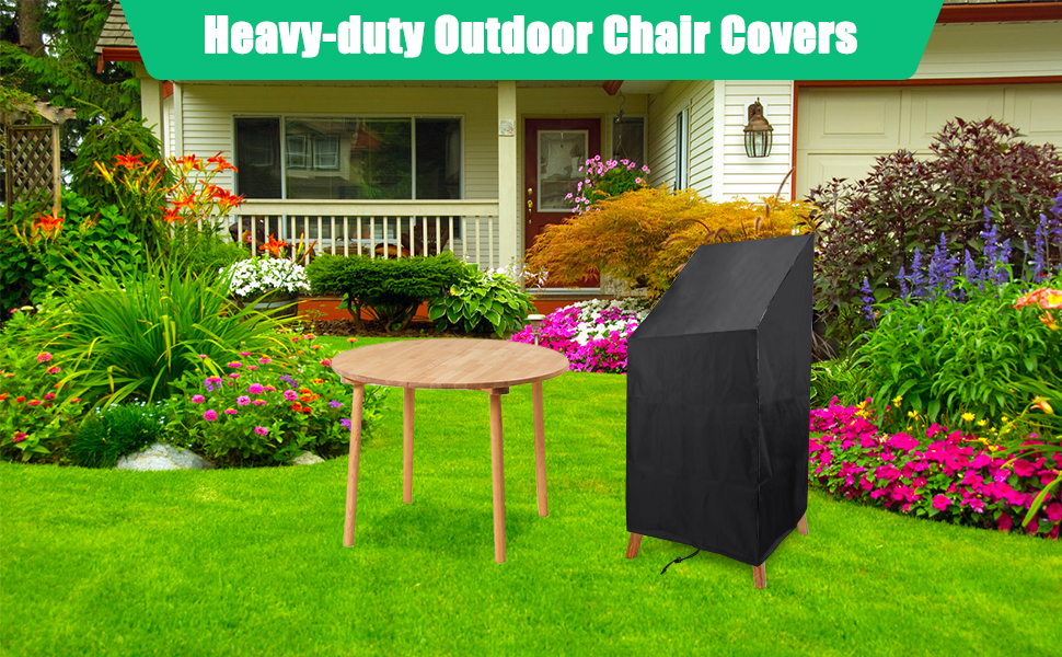 Anglekai Outdoor Chair Cover Waterproof, High Back Stackable Patio Chair Cover for