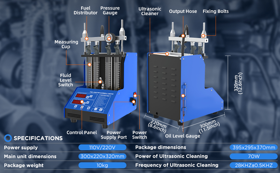 Fuel Injector Cleaner Machine 4Cylinder Ultrasonic Fuel