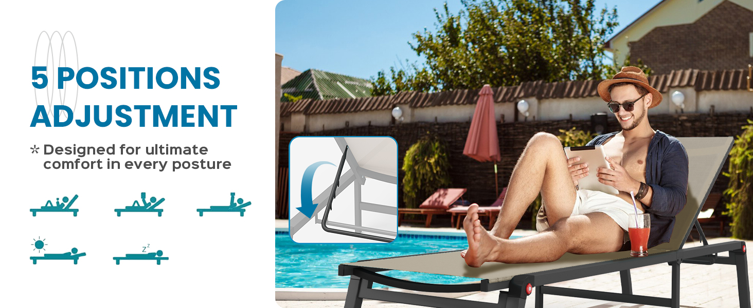 5 Positions Adjustment, Designed for ultimate comfort in every posture