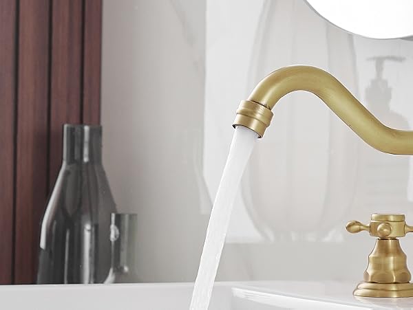 BATHLAVISH Antique Brass Bathroom Faucet for Sink 3 Hole 360