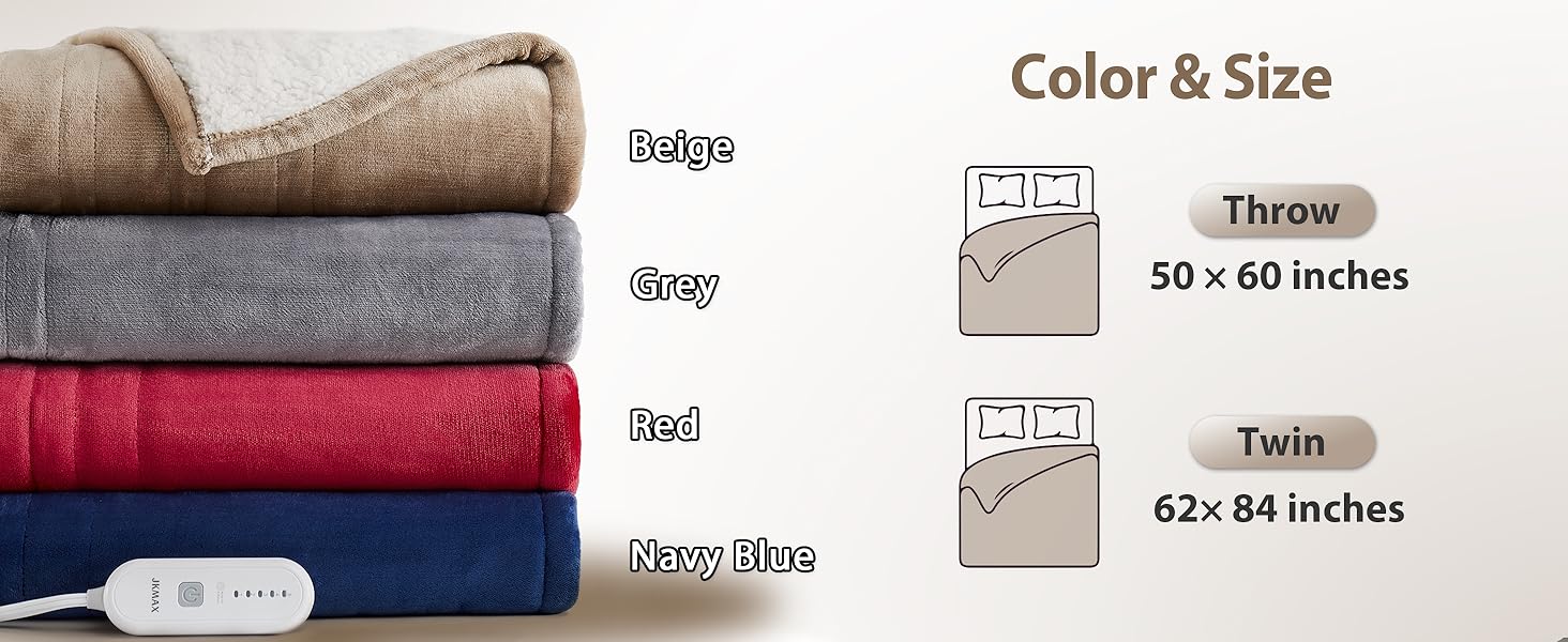 JKMAX Heated Blanket Electric Throw 50"x60" Electric