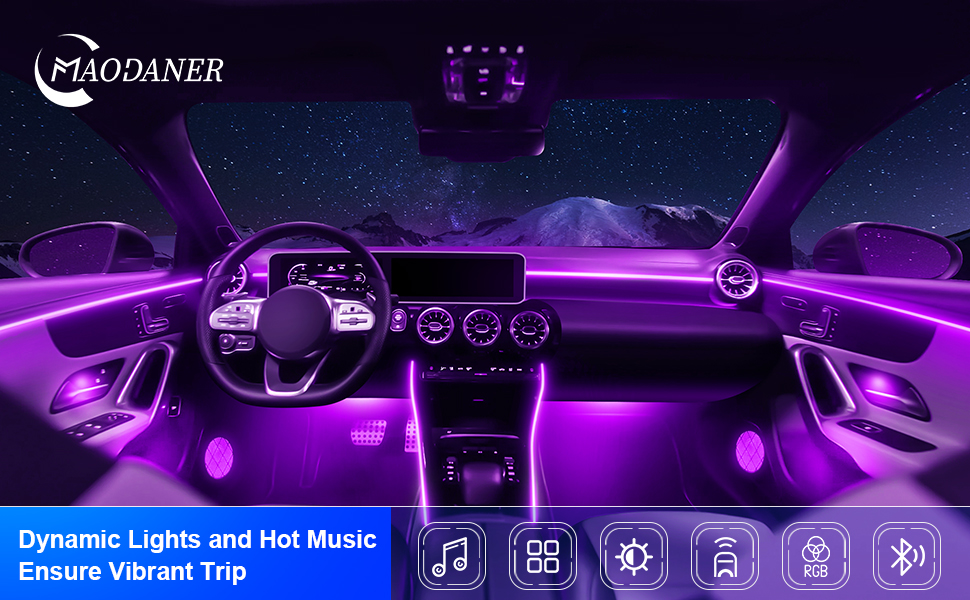 Acrylic Interior Car LED Strip Light with Wireless APP, RGB