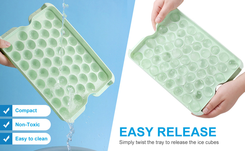 Round Ice Cube Tray with Lid and Bin,159PCS Sphere Ice Cube Mold for