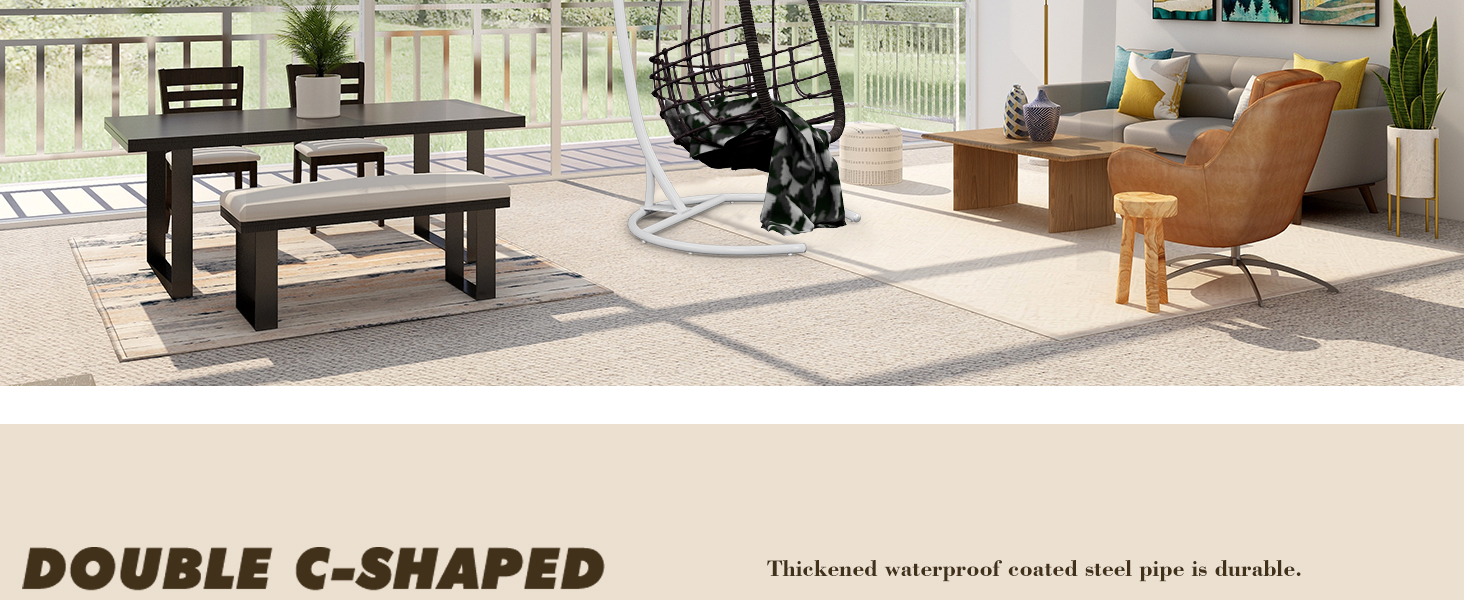 Hammock Stand Only Hammock Chair Stand Only Hanging Chair Stand Only Swing Stand Frame Outdoor Indoor Egg Chair Stand Only C Stand for Hanging Chair Swing Porch Heavy Duty (White) 12 3